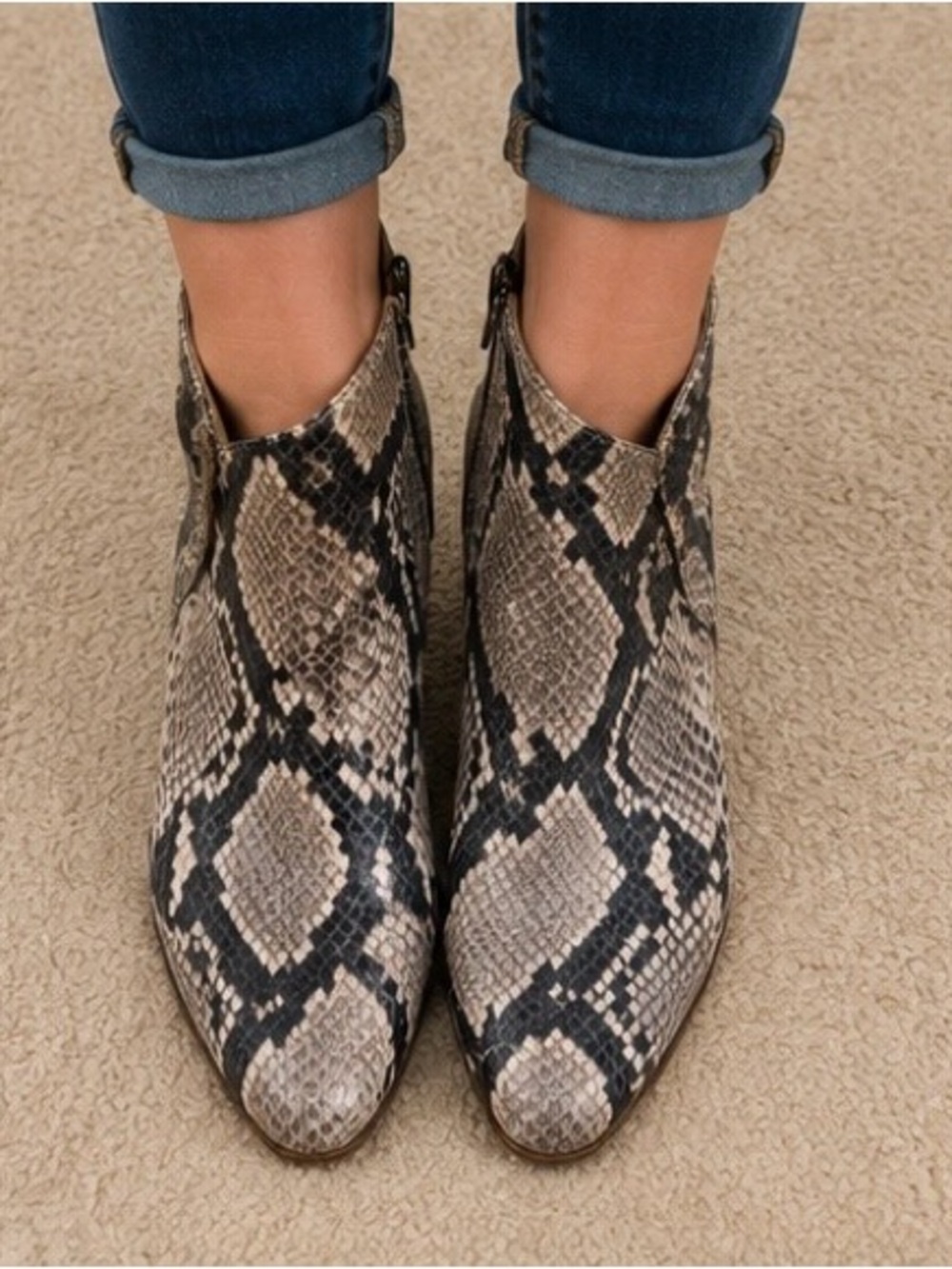 1.STATE Snakeskin Print Leather Wedge Ankle Booties Women’s Size 6.5